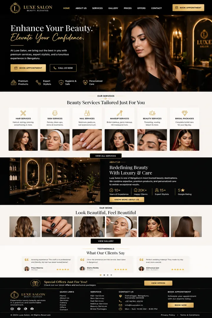 Luxe Salon — Cretify website preview